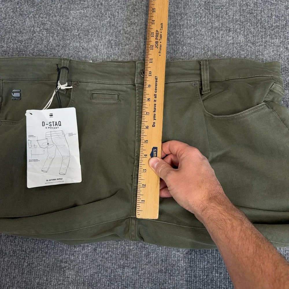 G-Star RAW D-Staq Jeans Mens 40x36 Dark Shamrock Olive Green 5 Pocket Skinny Fit